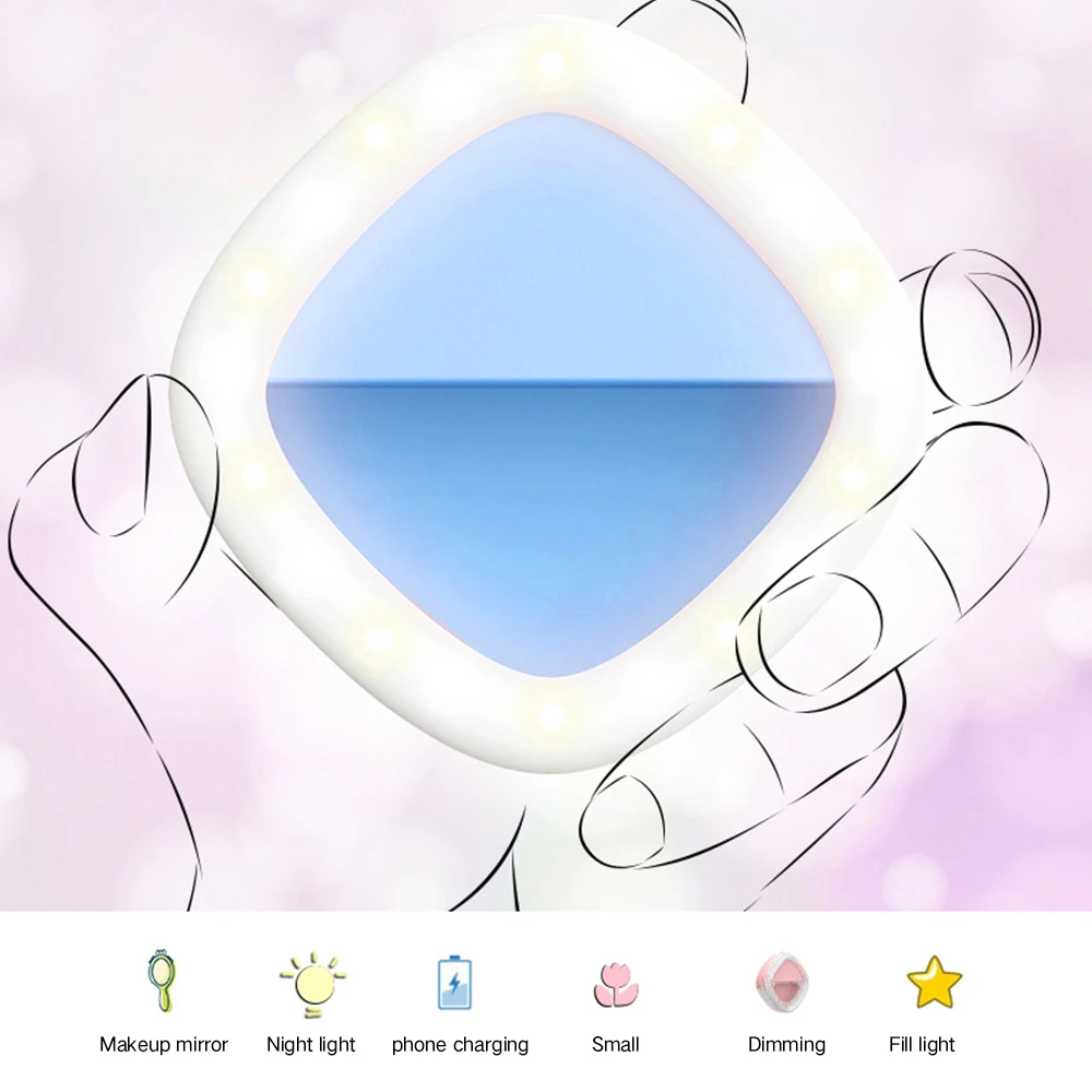 

LED Selfie Ring Light Rechargeable Practical Portable Selfie Flash Light for Phone Selfie Lamp Photo Video Camera Phone Light