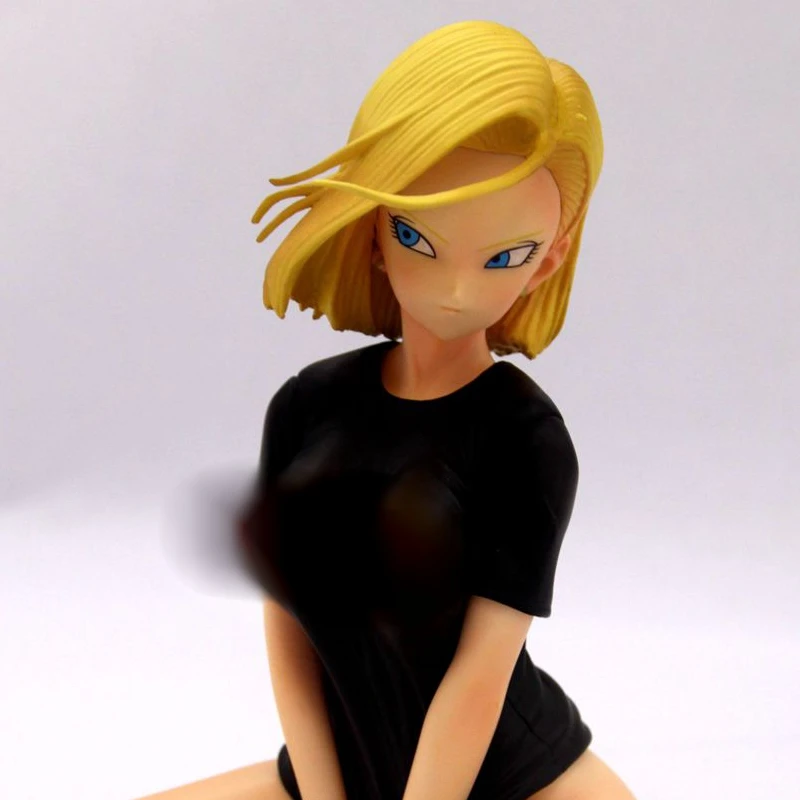 

1/6 Scale DBZ GLITTER GLAMOURS Android 18 Kneeling Black Sexy T shirt Resin GK model figure Collection anime figures