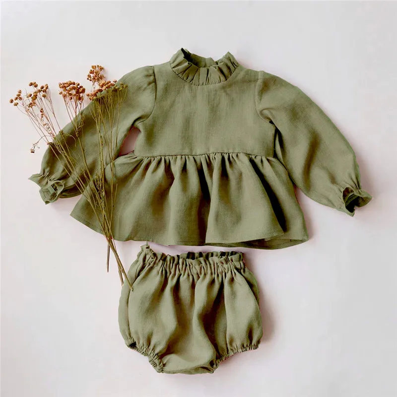 Newborn Baby Girls Set Fashion Linen Summer Autumn Baby Girl Kids Clothes Bodysuit For Baby Kids Outfit Baby Girls Baby Clothing