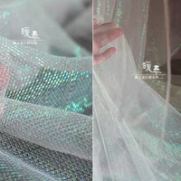 hollow out mesh tulle fabric fluorescent green diy patchwork veil party skirt background decor wedding dress designer fabric