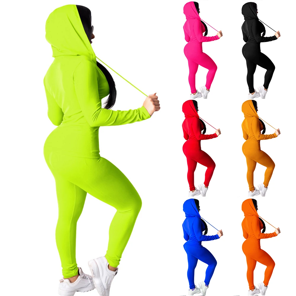 Женский Осенний Повседневный Спортивный костюм комплект из двух предметов