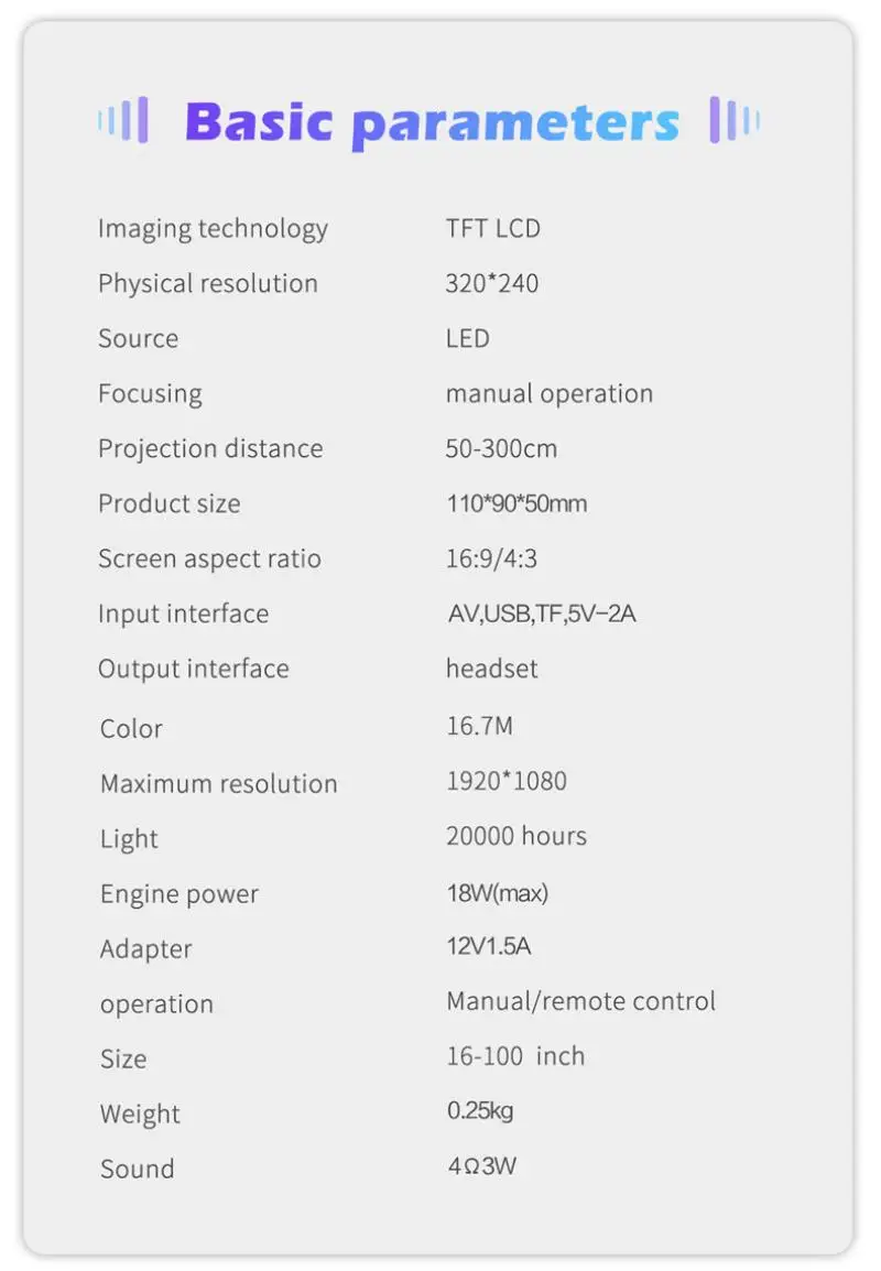 Мини-проектор YT500 светодиодный для домашнего кинотеатра поддержка 1080P USB аудио