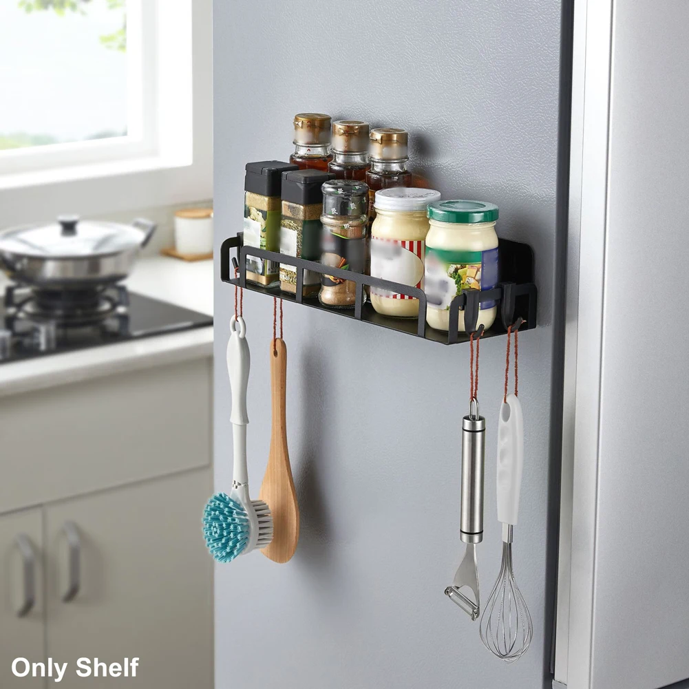 

With 4 Hooks Heavy Duty Home Space Saving Kitchen Organizer Cupboard Easy Install Bookshelf Living Room For Fridge Magnetic Rack