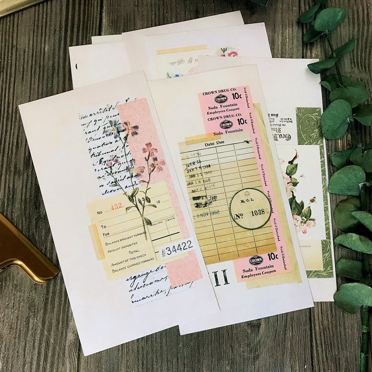 

9pcs Style Plant Retro Stickers TN Hand Account Background Material Sticker Cute Journal Supply Papeleria Stationery