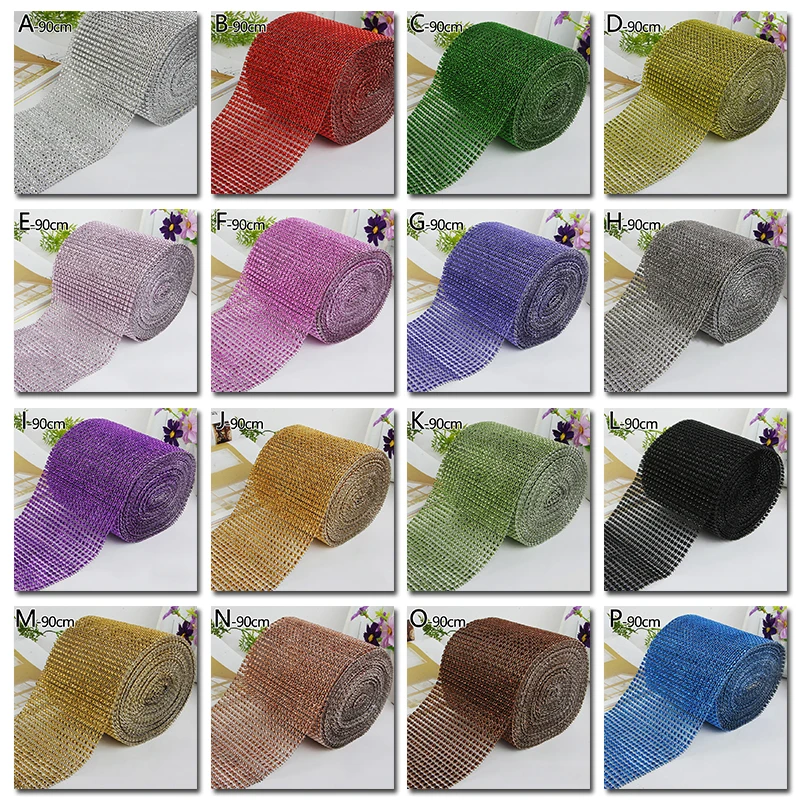 

1Yard Rhinestone Crystal Tulle Ribbon Bling Faux Diamond Ribbons Plastic Mesh Wrap Tape for Wedding Party Decor DIY Crafts New