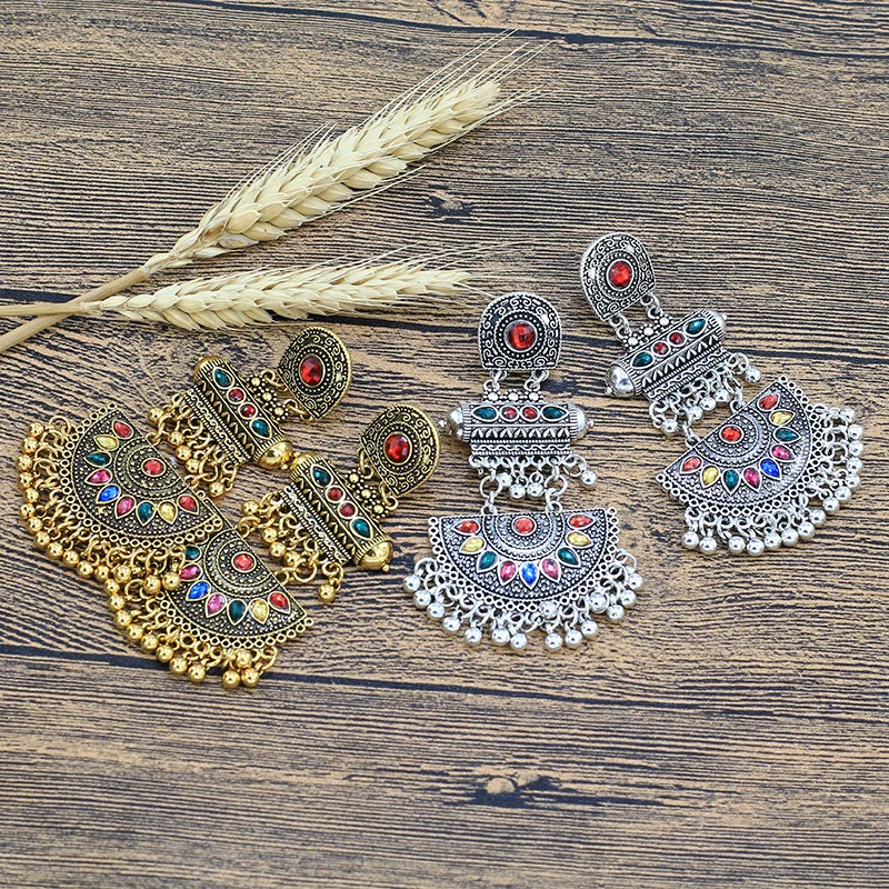Серьги Болливуд кундан для женщин богемные оксидированные индийские украшения