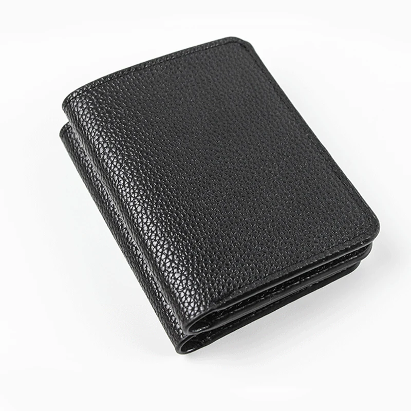 Ultra-Thin Black Credit ID Card Holder PU Leather Women Men Coin Purse Lychee Pattern Money Bag Wallet Driver's License Cover | Багаж и