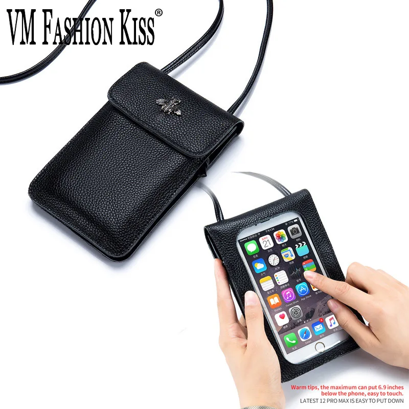 

Женская сумка через плечо из натуральной кожи для мобильного телефона, многофункциональная мини-сумка для телефона