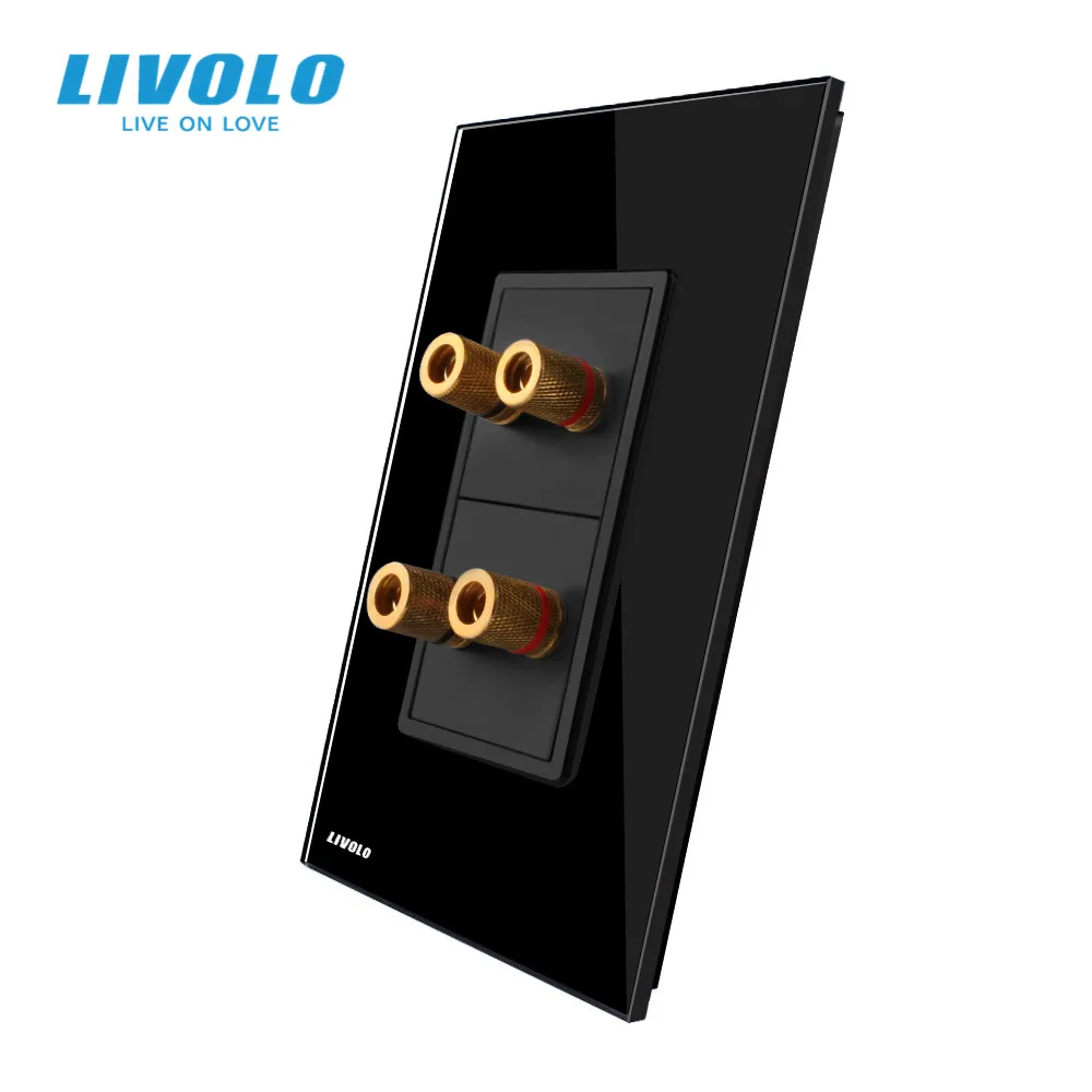 Розетка Livolo стандарта США для спутникового ТВ HDMI com tel видеовилки черное