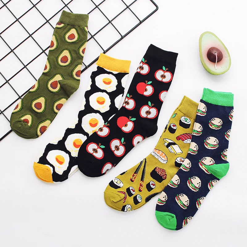 Корейские свежие женские носки Harajuku с фруктами забавное растение животное
