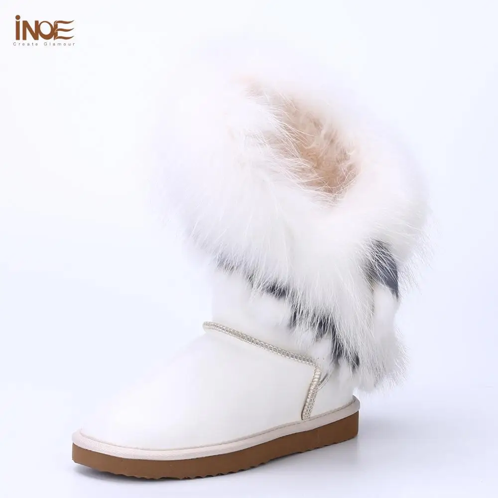 INOE сапоги Женские ботинки Женская модная теплая зимняя обувь коровья кожа