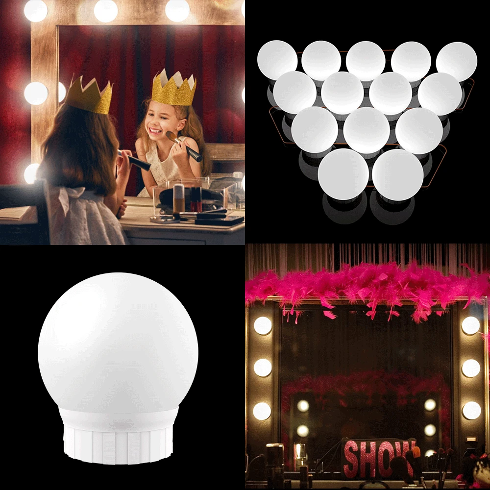 Mirror Light Vanity With Lights Led And Table Makeup Bulb 12V Plug Dimmable Touch Control Lighting Dressing decor | Лампы и освещение