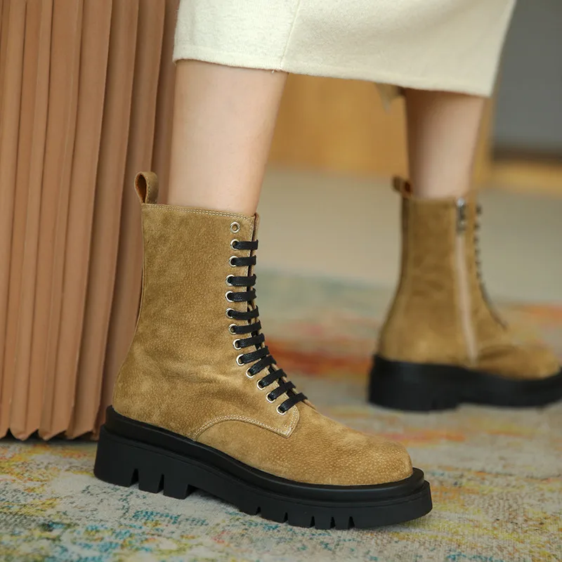 

ASUMER 2020 new arrive flat platform shoes women ankle boots top quality genuine leather cool fashion Motorcycle boots woman