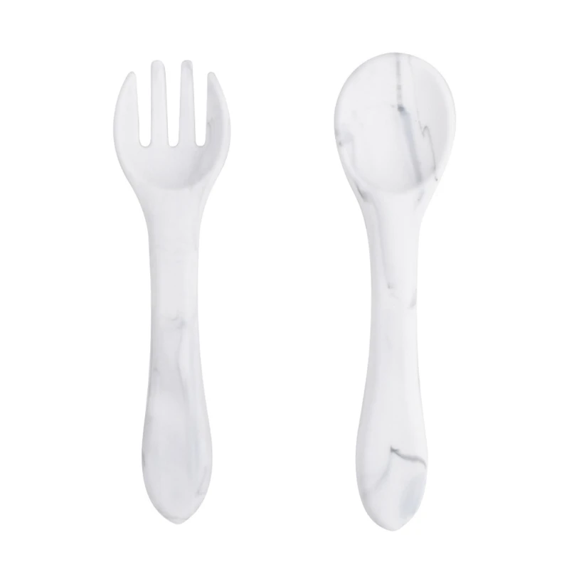 

2PCS Baby Soft Silicone Fork Spoon Feeding Set Toddler Infant Feeding Tableware