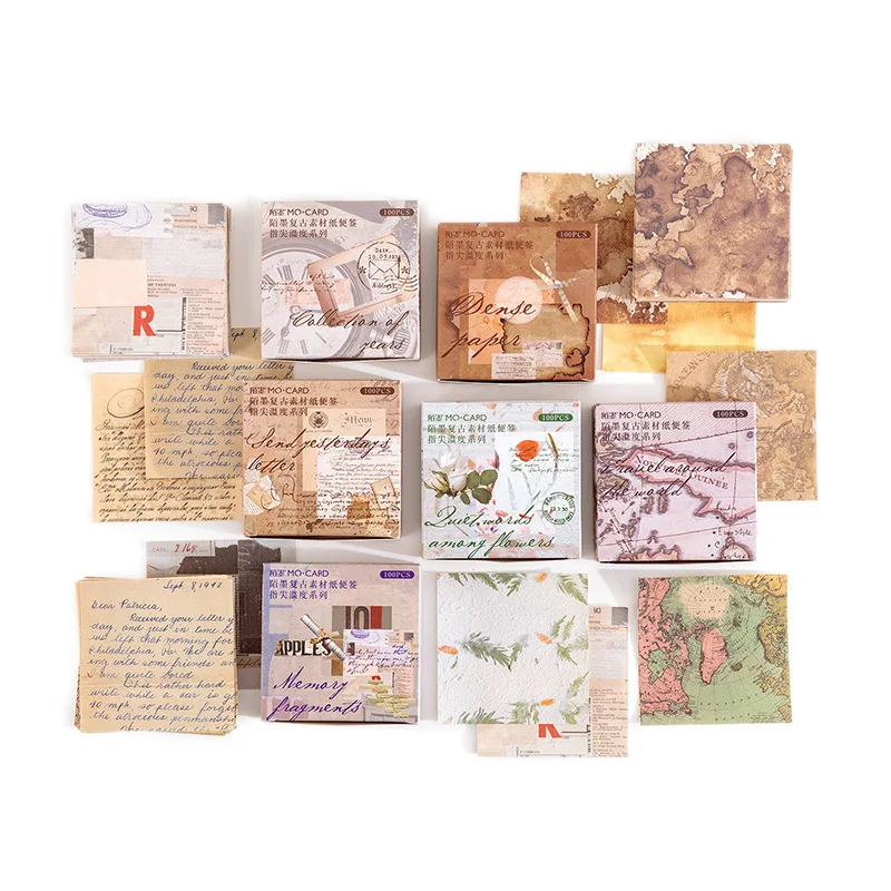 

100 Pcs Junk Journal Pages Vintage Pack Kraft Paper for Scrapbooking Decoupage Stationery Note Pad Memo Pad