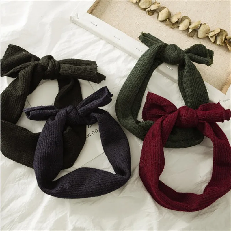 Вязаная Зимняя теплая Теплая повязка для ушей Рождественская на голову девочек