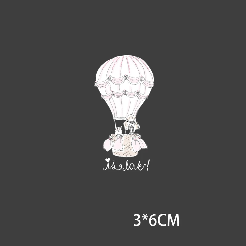 

Cartoon lovely pink Hot Air Balloon Heat transfer Patches Letters Clothing Decoration Accessories Diy Ironing Applique Patch