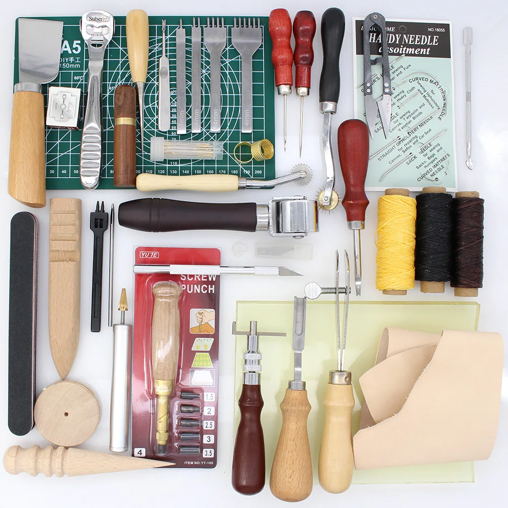 37 шт./лот инструменты для ручного изготовления кожи инструмент обработки швов и