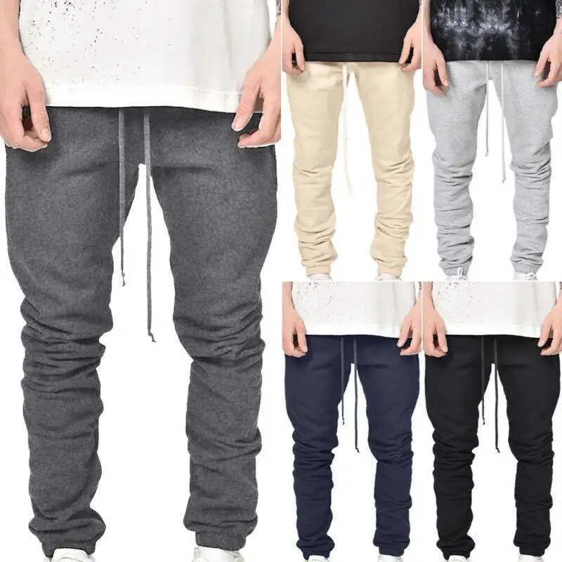

Mens Solid Sweatpants Tracksuits Bottoms Skinny Drawstring Jogger Sports Trousers Plus Size