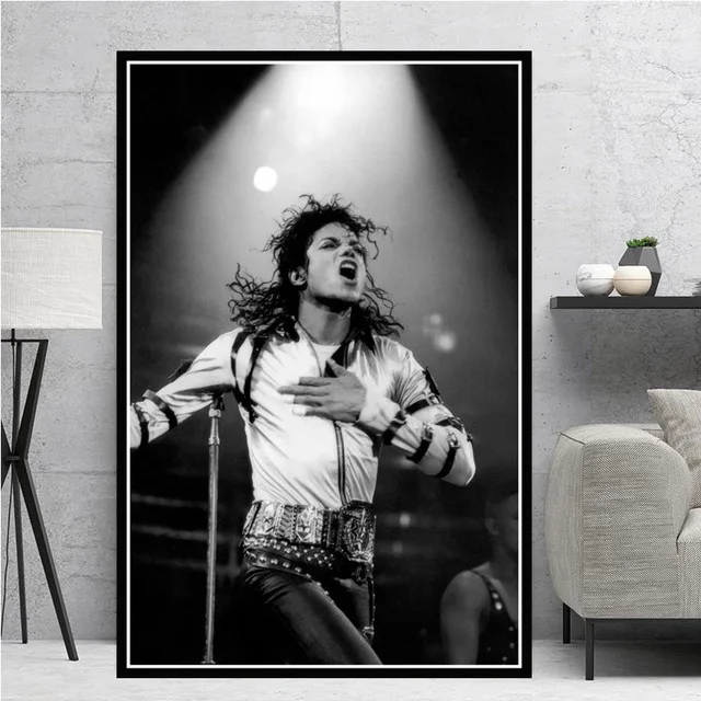 

Michael Jackson Poster and Prints Classical Dancer Singer Portrait Canvas Painting Black and White Wall Art Pictures Frameless