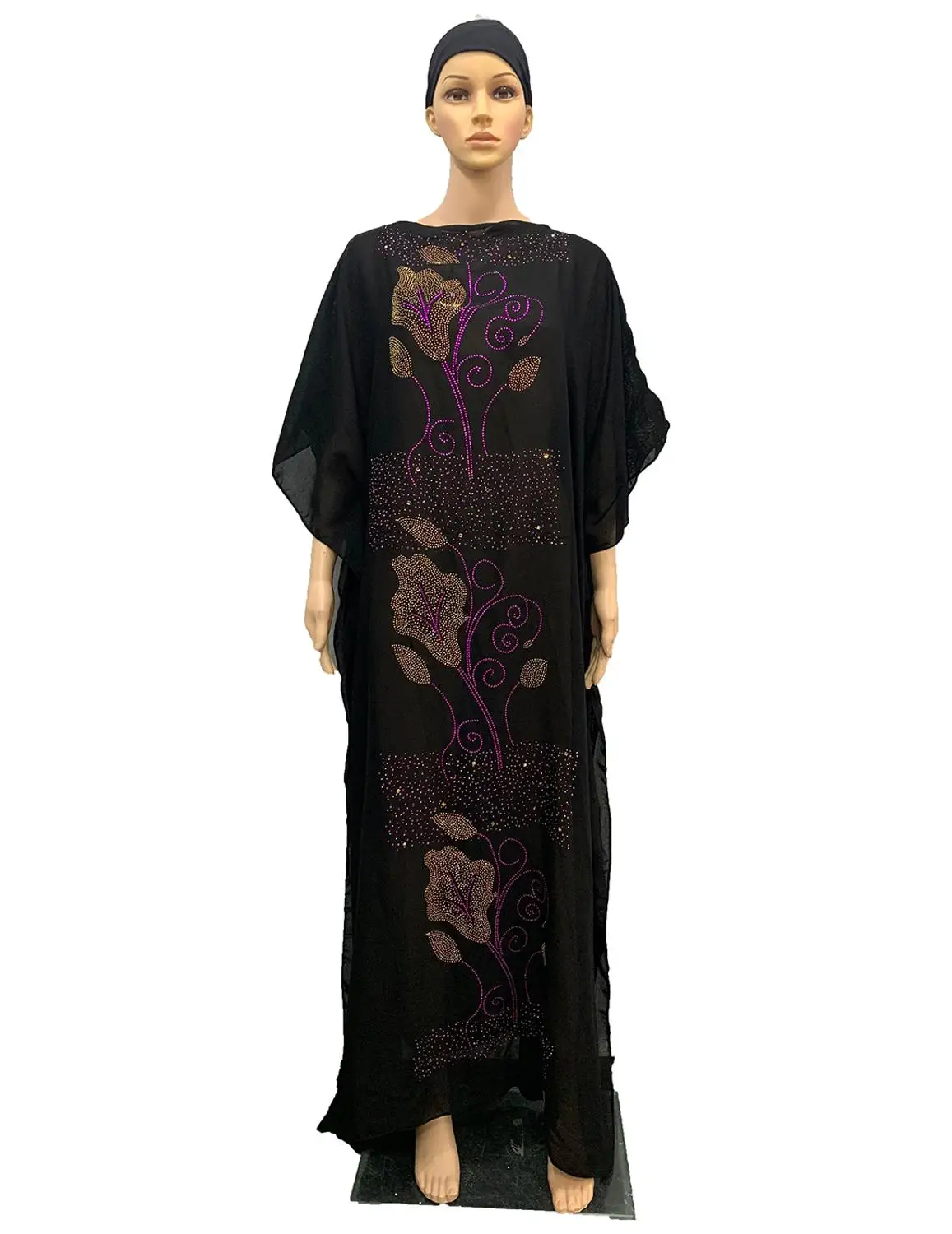 Элегантная абайя кафтан женские платья с коротким рукавом и черных масок Diamond