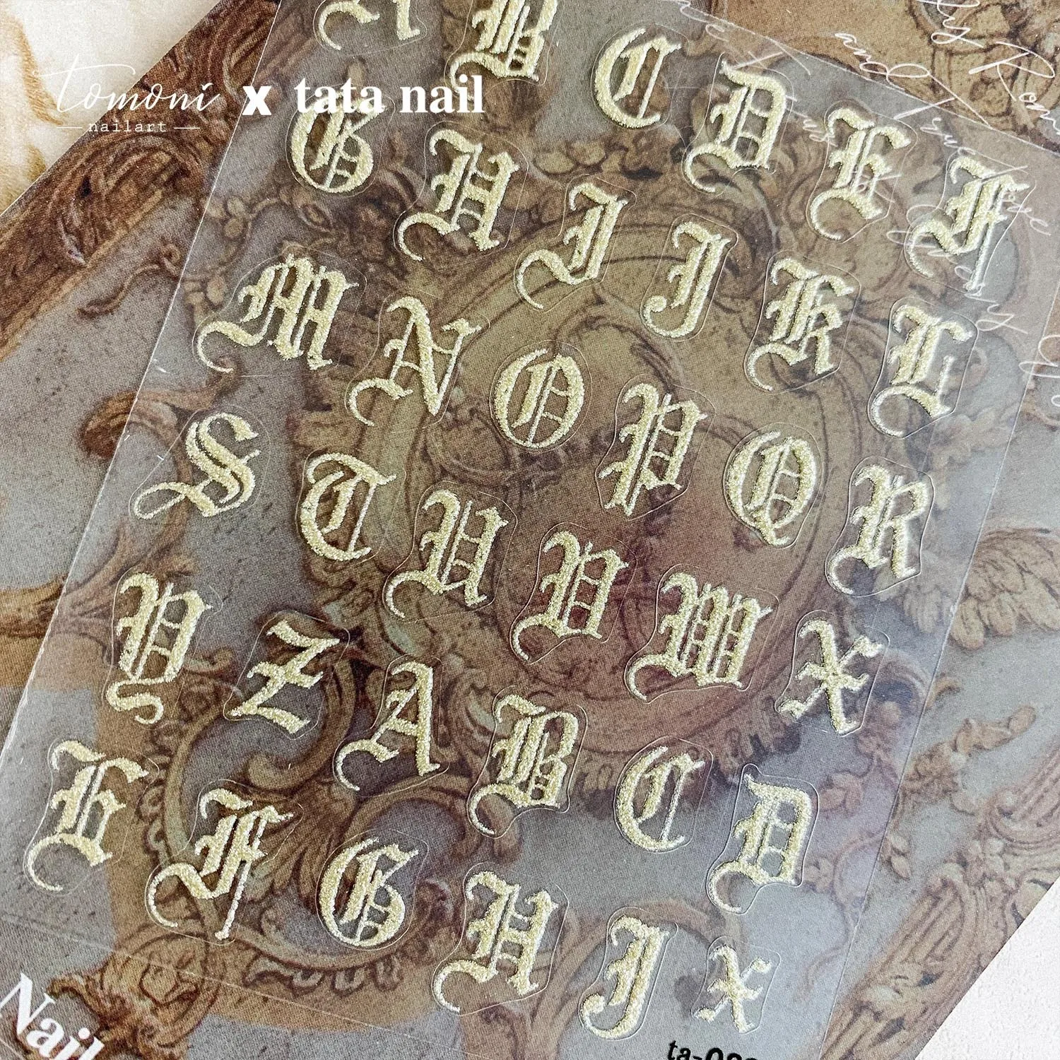 3D Gothic alphabet Nail Art Decorations Foil For Nails Black Letter Stickers Manicure Old English Text Sticker Designer | Красота и