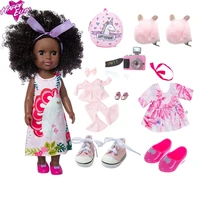 black doll girl clothes fit 14 inch 35cm black doll accessories shoes and cameras glasses for baby dolls fun kids diy toy gift