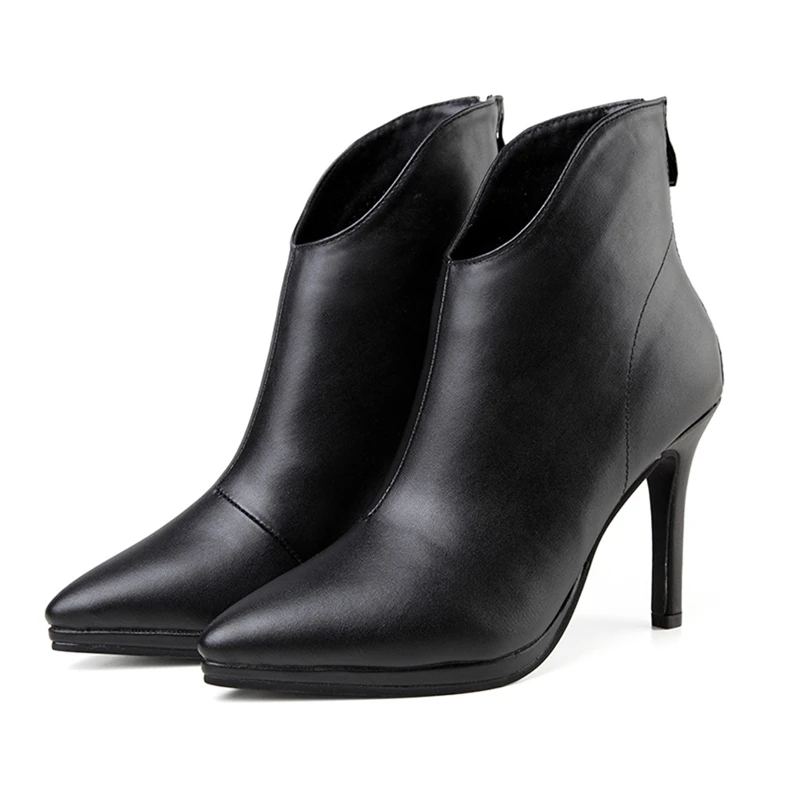 Ботинки женская обувь Модные женские ботильоны на молнии высоком каблуке из