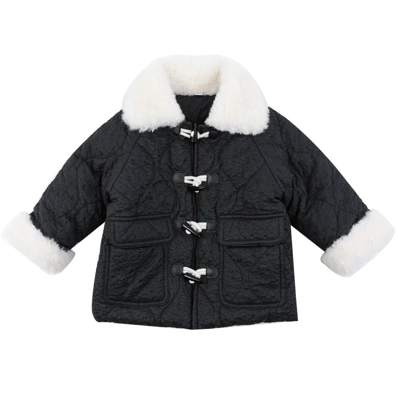 

Girls Horn Button Coat 2020 nian Korean Style Winter Clothes Baby Fashionable Jacket Coat Children's Padded Jacket