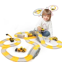 assembled electric engineering rail car toy railway track vehicle early education education toy light diy model truck racing car