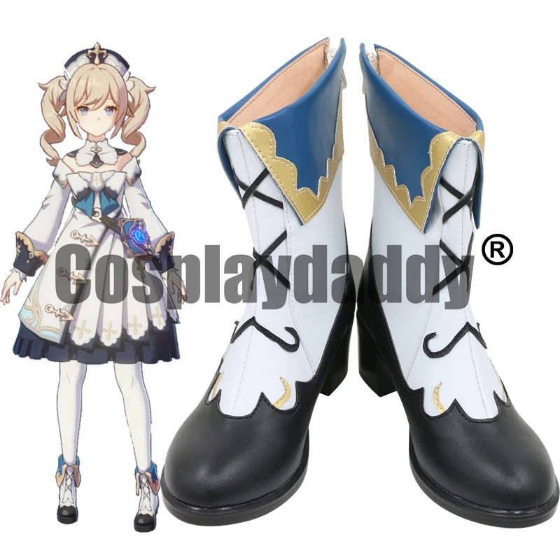 

Genshin Impact Mondstadt Church of Favonius Deaconess Shining Idol Barbara Pegg Innocent Longing Ver. Cosplay Shoes Boots C006