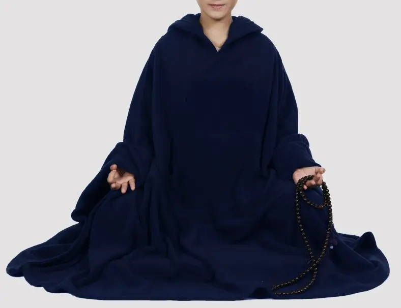 Теплый плащ унисекс для медитации флисовая одежда коричневого/синего цвета