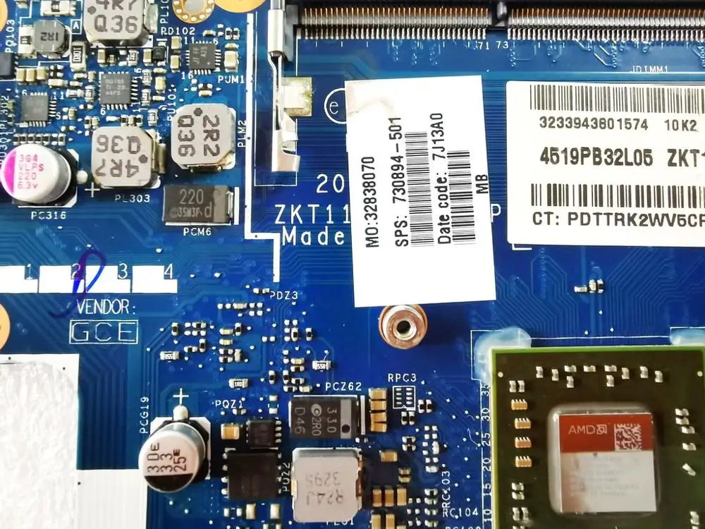 Оригинальный Для HP TS 11 материнская плата для ноутбука A6 1450 ZKT11 LA A521P 730894 501