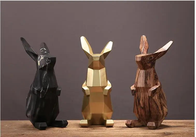 Европейские, полимерные геометрические Lucky Rabbit маленькие украшения, открывающие подарки на новоселье, домашняя мебель, гостиная/офис, Ремесла, Декор