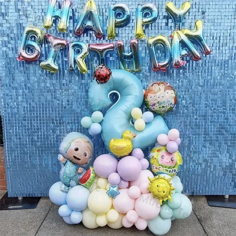 

1 Набор воздушных шаров из фольги в виде букв кокомона, украшение для вечеринки в честь Дня рождения ребенка, латексные воздушные шары, детск...