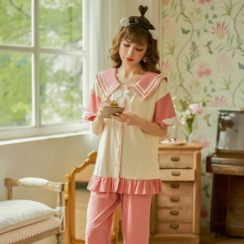 

Korean Pajamas for Women Cotton Sleepwear Pjs Plus Size Loungewear Kawaii Cute Lingerie Pajamas Pyjama Femme Pjama Leisure Wear