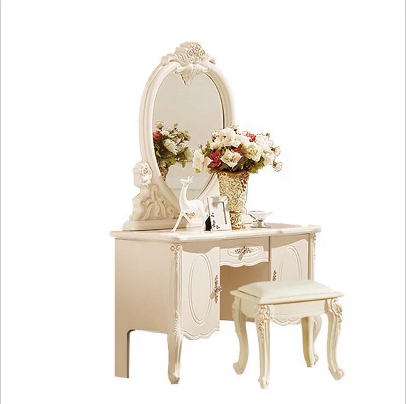 

Европейский зеркальный столик, современный комод для спальни, французская мебель, белый французский туалетный столик pfy10049