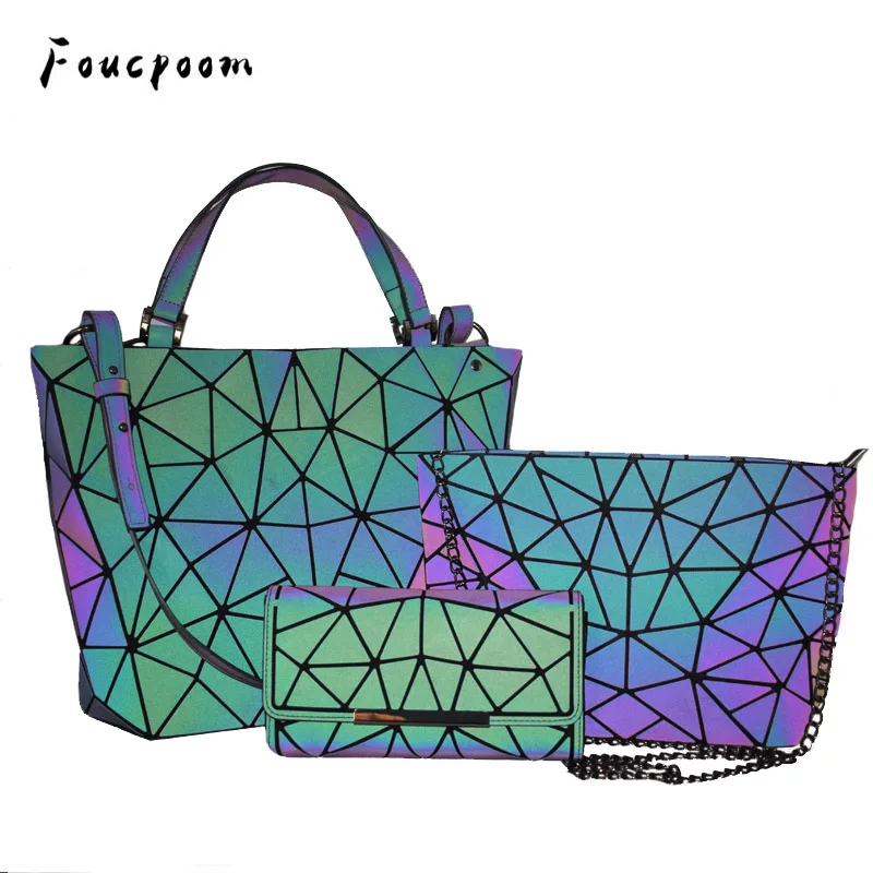 

Комплект женских сумок, Роскошные Складные тоуты через плечо, Женский кошелек и сумочка, блестящие Фотообои