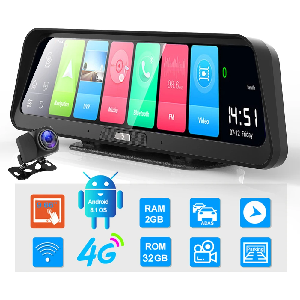 

Зеркало заднего вида, 10 дюймов, 4G, G-сенсор, Android 8,1, Wi-Fi