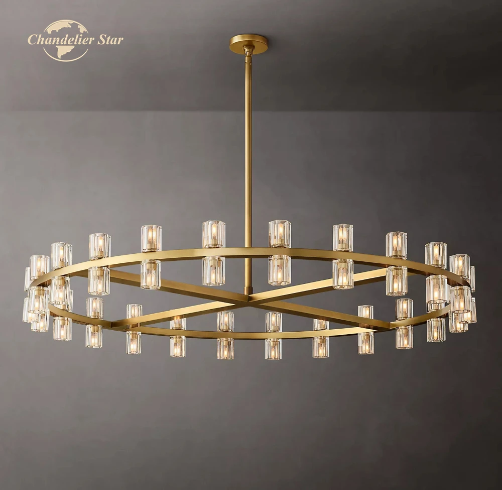 

Arcachon LED Round Chandeliers Retro Candle Chrome Brass Black Lamps Bedroom Living Room Farmhouse Indoor Lighting Fixture