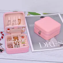Hot sale portable leather jewelry box square pattern jewelry box PU jewelry box new 2 pieces