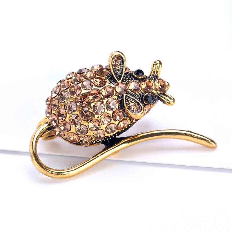 Стразы брошь в виде мышки Ретро стиль значок рюкзак куртка Декор украшения