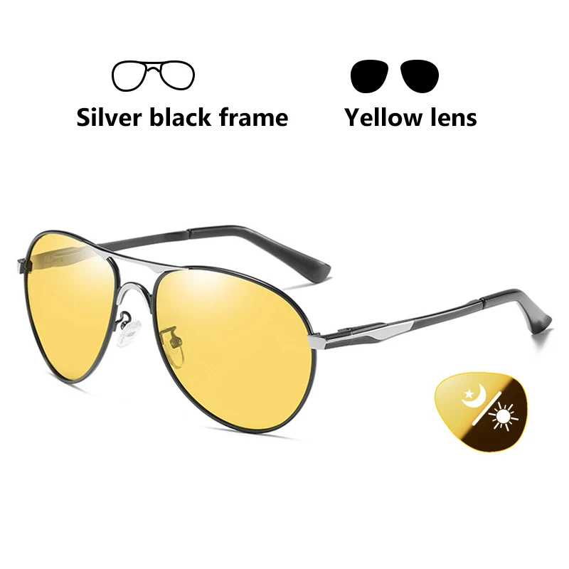 Silver Black Frame CoolPandas, высокое качество, авиационные мужские солнцезащитные очки, поляризационные, для вождения, фотохромные, для дня, ночного видения, очки пилота, очки для женщин, UV400 - Цвет линз: Silver Black Frame
