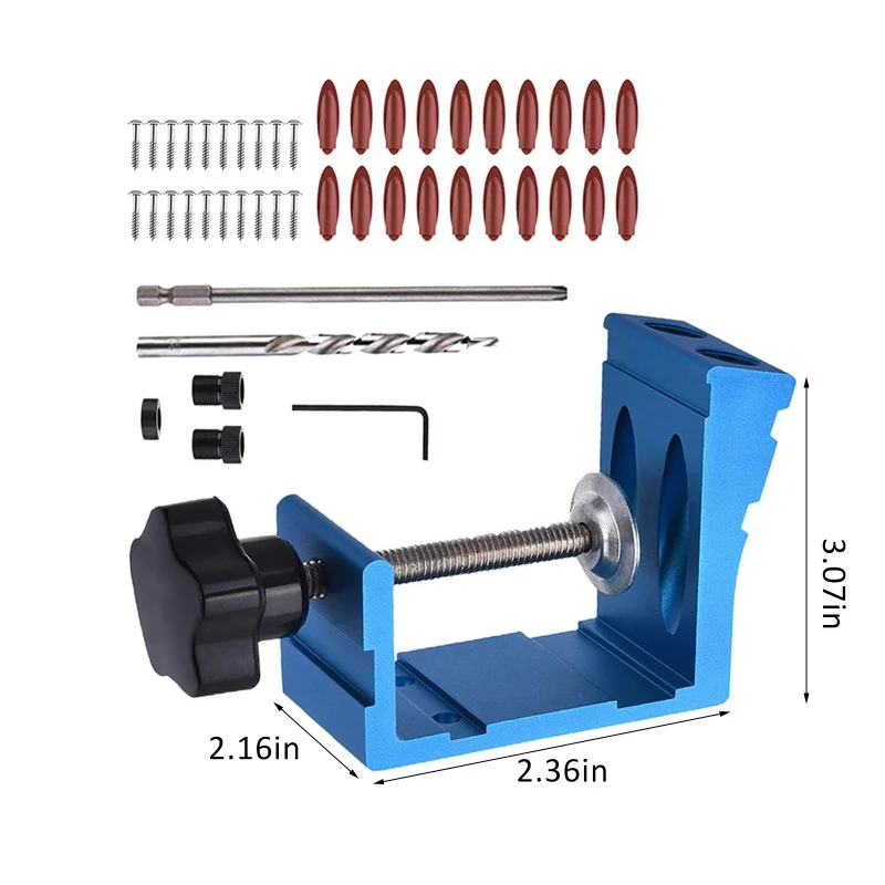 

Pocket Hole Jig Kit Dowel Drill Joinery Screw Kit Carpenters Wood Woodwork Guides Joint Angle Tool Carpentry Locator
