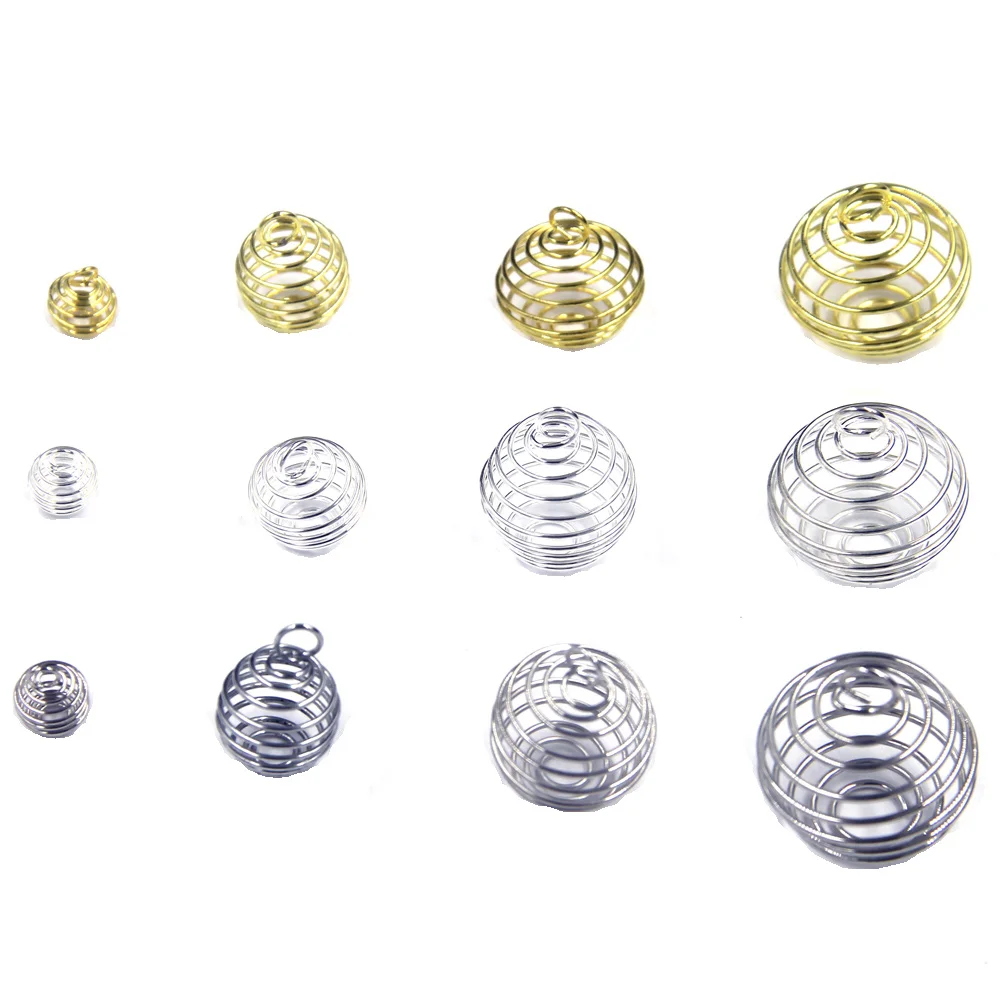 

8-30mm Metal Spiral Charms Pendants Lantern Spring Bead Cages Handmade Jewelry Handcraft Supplies Necklace Earrings Accessories