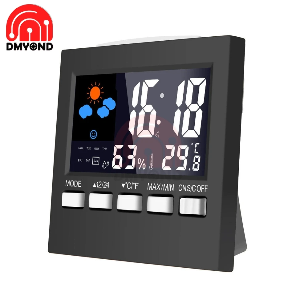 Цифровой термометр гигрометр с ЖК дисплеем большой экран календарь часы