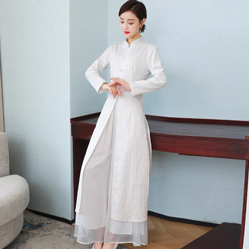 2021 для женщин в стиле ретро Китайский традиционный платье Шелковый шифоновый