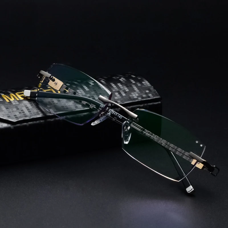 Мужские очки для близорукости без оправы с бриллиантами очков прозрачные