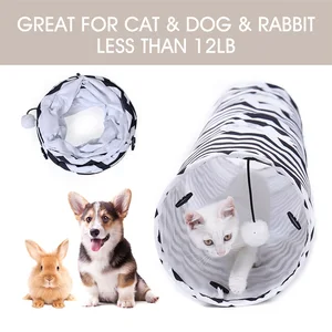 Туннели для кошек для домашних животных с 2 отверстиями, туннели для кошек с шариком, складные гофрированные игрушки для котят, собак, щенков, кроликов, игровые туннели для кошек, игрушки для кошек