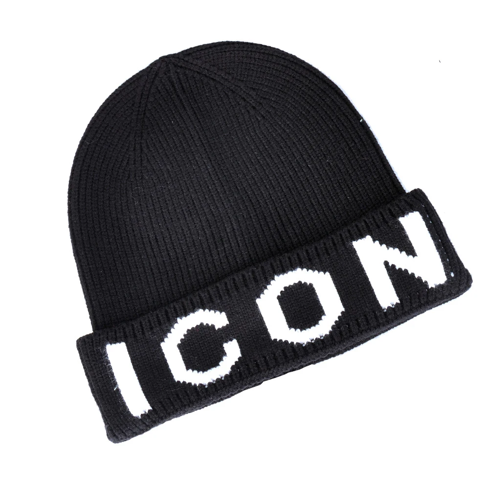 

DSQICOND2 Skullies Beanie ICON Embroidery Skiing Knitted Hats Arrival Knitted Canada Winter Hats 100% cotton Men Women Bonnet